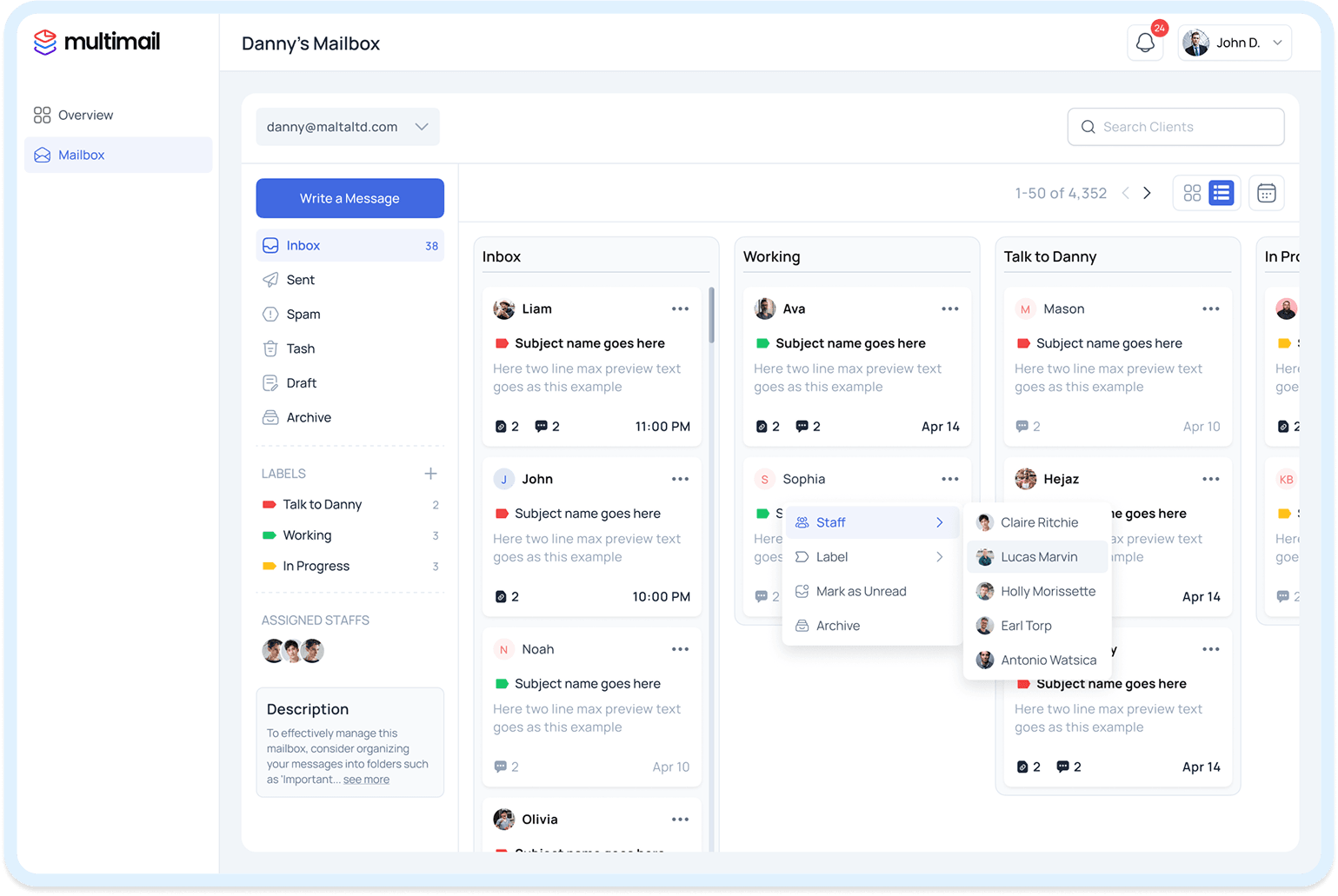 Dashboard UI - Task creation and internal notes functionality