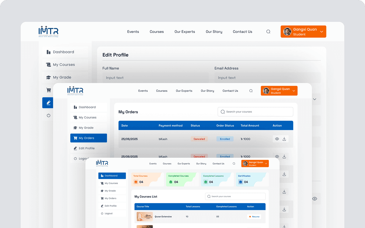 IMTR Student Portal UI/UX Design and Development