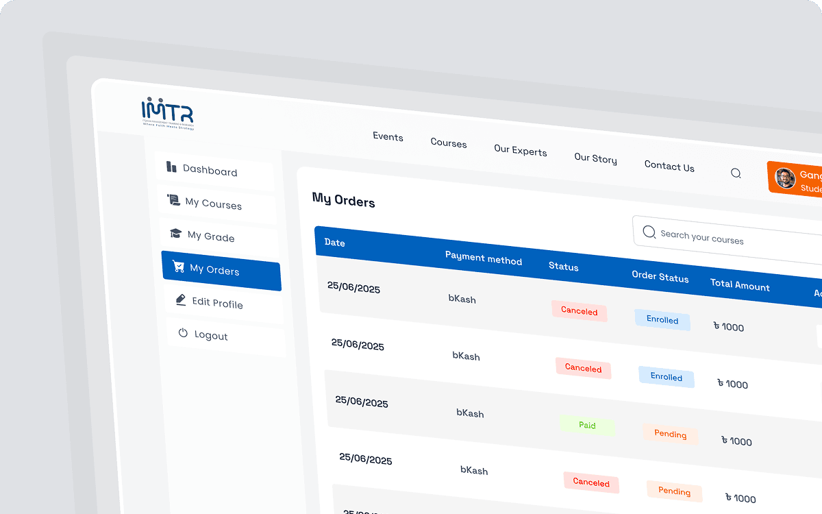 IMTR Student Portal UI/UX Design and Development - Image 2